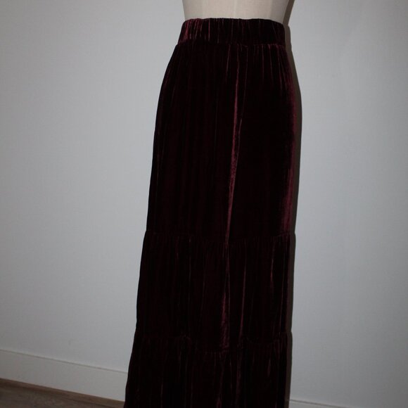 NWT Johnny Was Biya JW Los Angeles Black Velvet Tiered Wide Leg Pants Pant - Picture 3 of 8